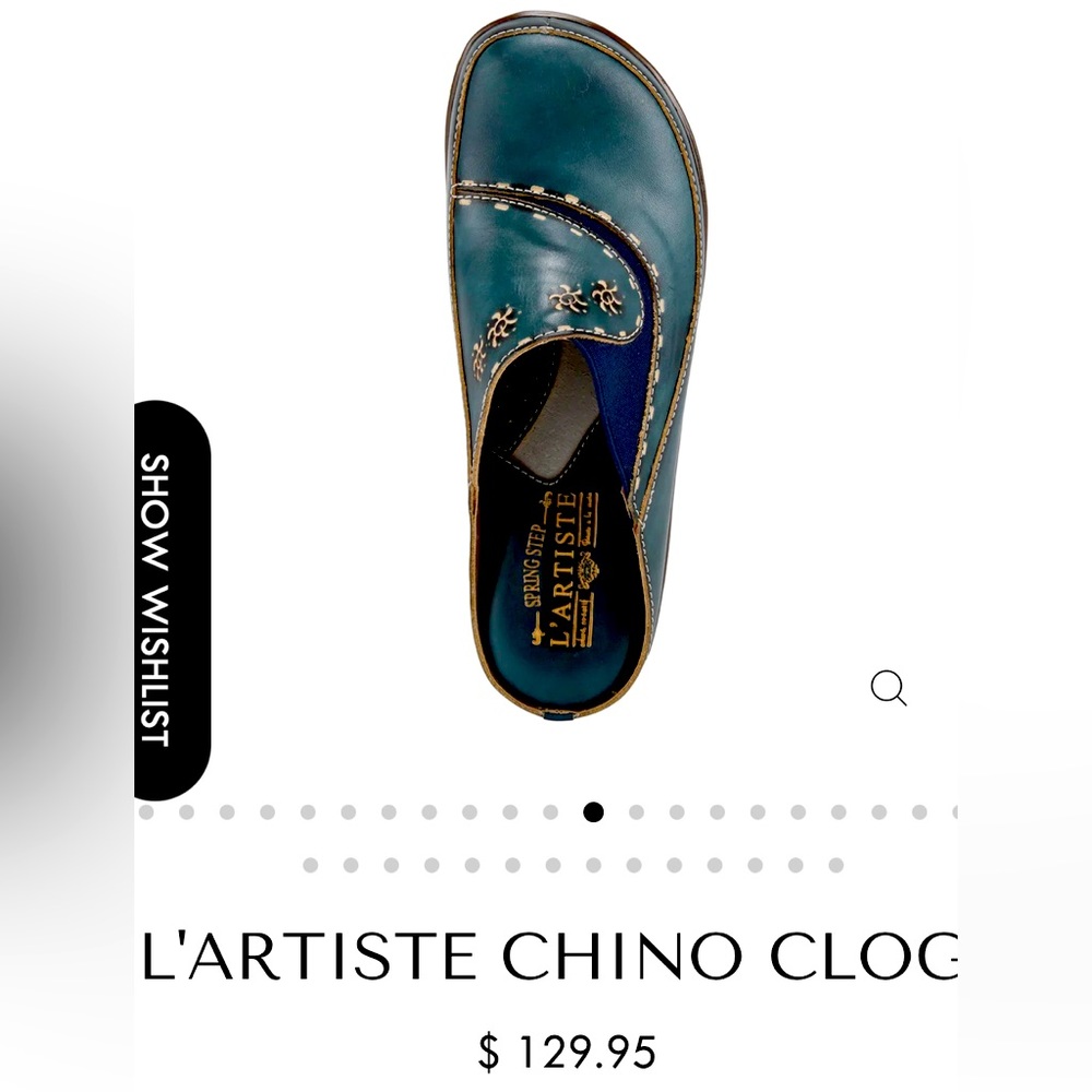 L’Artiste Spring Step Chino clog. Teal Blue. Size 10, Euro 41.